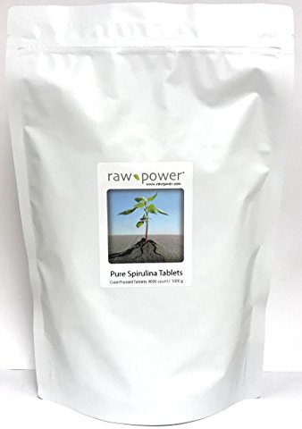 Raw Power Spirulina Cold-Pressed Tablets Bulk Kilo Bag 4000 Count 250mg Tablets 1000g Total Organics