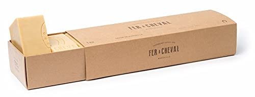 Fer à Cheval - Véritable Savon de Marseille - Barre Tranchée 1 Kg (Prédécoupée en 6 Savons) (Végétal)