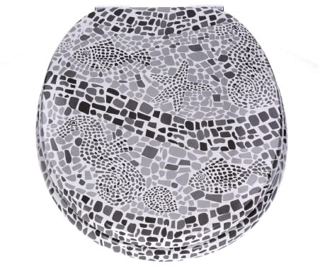 TP WC-Sitz mit Absenk-Automatik und Motiv, Soft-Close-Funktion, Toiletten-Deckel mit Holz-Kern, ovale O-Form, EU-Größe, bis 120 kg, rostfreie Scharniere, einfache Montage, universal passend (Mosaik)