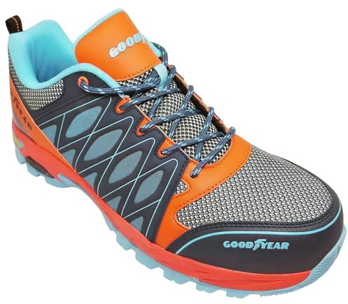 Goodyear mäns metallfria arbetssäkerhetsskor, Orange-blå, 42.5 EU