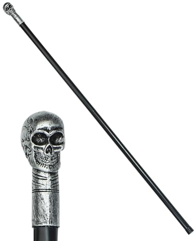 W WIDMANN MILANO Party Fashion, Totenkopf-Stab, einzigartiges Design mit erhabenem Schädel, langlebige Materialien, vielseitig für Halloween, ergonomischer Komfort, pflegeleicht