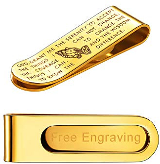 FaithHeart Personalised Edelstahl Plated Laser Engraved Money Clip, Männerschmuck mit Gravur Geschenk Papa