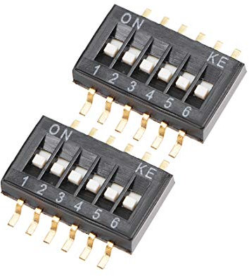 sourcing map 2 Pcs Black Surface Mounted Devices DIP Switch 1-6 Positions 1.27mm Pitch for Circuit Breadboards PCB