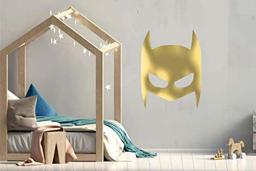 Super Hero Maske Set Kinderzimmer Wandsticker Wandaufkleber Wandbilder Babyzimmer Deko (60cm (B) x 78cm (H), Gold)
