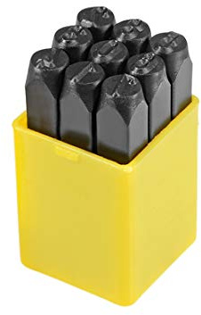 Sourcing Map Metall Stempel Set, Digital 0 bis 9, Zahlen Stanzset Holz Leder Stahl Stanzwerkzeug Leder Handwerk Stempel 5/16 8mm