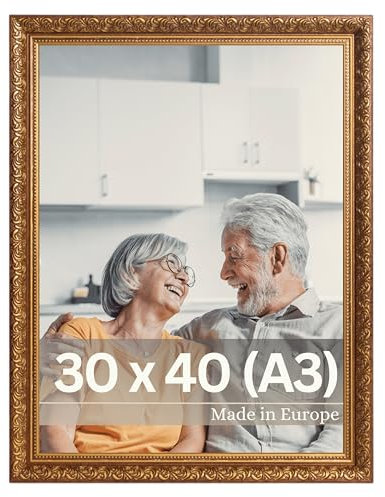 Victor Cadre Photo Rubens en 30x40 cm (A3) Marron Or - Bar: 30x20mm - Verre Véritable - Châssis pour l'image Baroque - Antique - Vintage 30x40 - A3 Ancien
