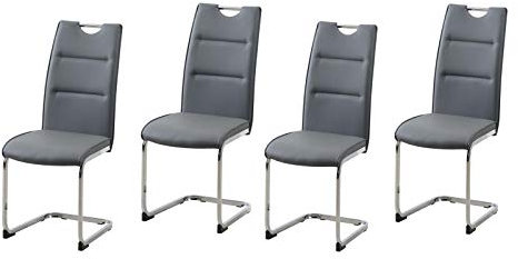 HTI-Line Schwingstuhl 4er Set PU grau DannyC Freischwinger Esszimmerstuhl Kunstleder