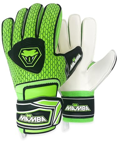 MAMBA Torwarthandschuhe mit Fingersave| Handfläche und Handrücken aus hochwertigem Latex | Herausragendes Design |Fußballhandschuhe für Jugend/Erwachsene (10)