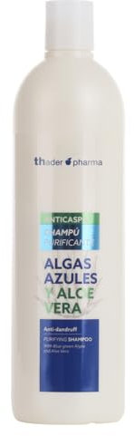 Thader Th Pharma Champú Purificante Anticaspa con Algas azules y Aloe Vera con acción depurativa, hidratante y purificante, 750 ml