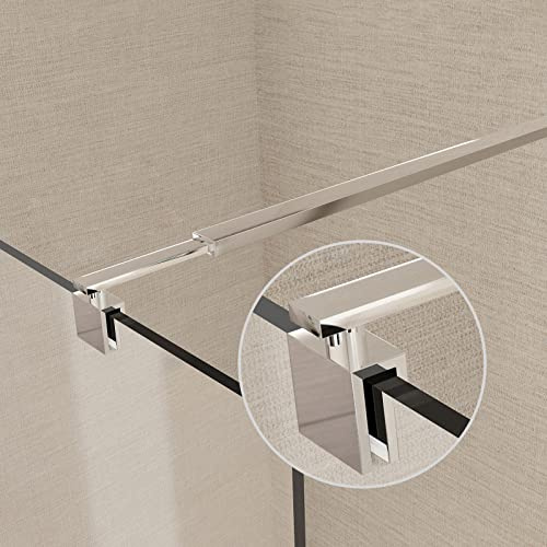 Heilmetz Stabilisierungsstange Haltestange für Duschwand mit 70-120 cm teleskopierbar für Glasstärke 8-10 mm, Eckig Stabilisierungsstange für Dusche, Edelstahl Chrome (1 Stück)