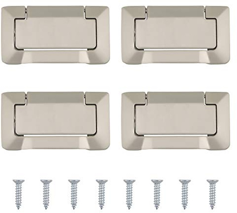 MOROBOR 4Pcs Nickel Pocket Doors Drawer Handle Flush Ring Pull, Hidden Concealed Zinc Alloy Knobs for Cabinets, Closets, Drawers