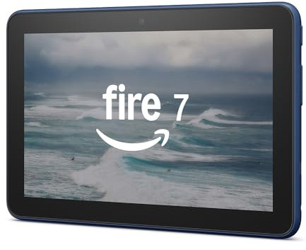 Amazon Fire 7 tablet | 7 display, 16 GB, latest model (2022 release), Denim with Ads