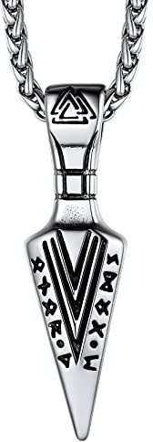 Richsteel Viking Anhänger für Herren Männer Wikinger Stil Speer Anhänger Kompass Anhänger Pfeil Kette mit Geschenkebox für Herren Männer