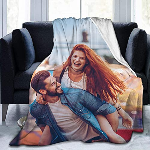 Personalisierte Decke Fotodecke Mit Eigenem Foto Name, Weich Personalisierte Foto Decke Selbst Gestalten Bedrucken Kuscheldecke Geschenk Für Freunde Familie Geburtstag Valentinstag,1 Foto,150x200CM