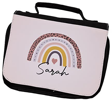 Striefchen® Kinder Mädchen Kulturtasche mit Namensaufdruck Regenbogen