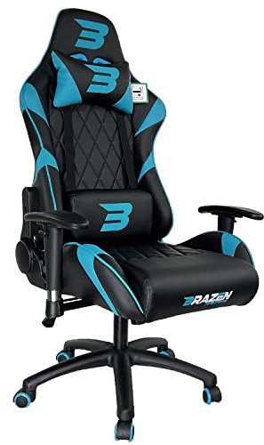 BraZen Venom Ergonomic PC Office Computer Adult Gaming Chair for Adults PC Office Computer Adults Gaming Chairs for Adult Gamers Chairs Video Game Gamer Ergonomic - Blue Black