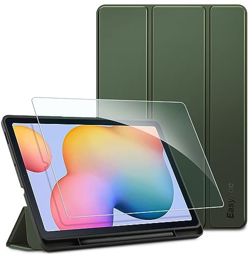 EasyAcc Hülle für Samsung Galaxy Tab S6 Lite 2024/2022/ 2020 10.4 Zoll mit Schutzfolie - Ultra Dünn mit S Pen Halter Schutzhülle für SM-P620N/ P625N/ P610N/ P613N/ P615N Olivgrün