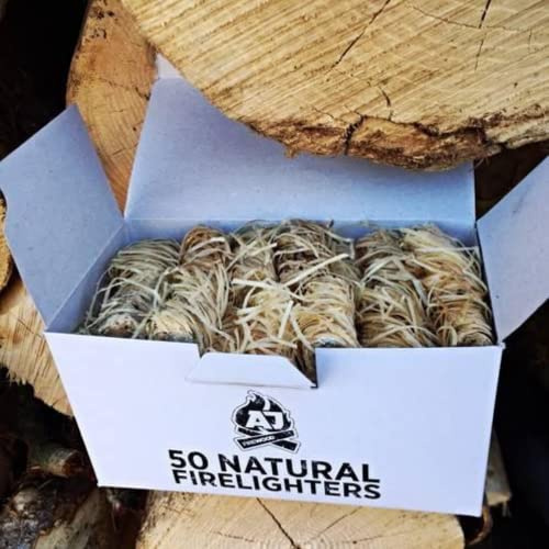 200 AJ Timber Natural Wax Dipped Wood Wool Firelighters - Perfect for Woodburners, Stoves, Pizza ovens and chiminea's