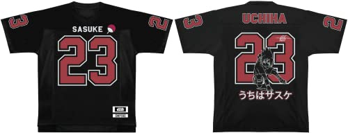 Naruto T-Shirt Homme Replica Sport US Baseball « Sasuke Uchiha » MENARUTTS246, Noir, Taille S
