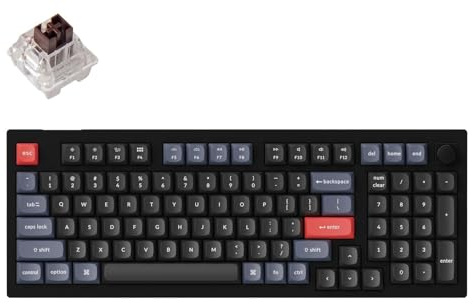Keychron V5 QMK/VIA Mechanische Tastatur mit knob, Hot-Swappable, 96% Layout, Custom Programmable Macro, 1000 Hz, Keychron K Pro Brown Switch, Hintergrundbeleuchtung RGB, PBT Keycaps für Mac Windows