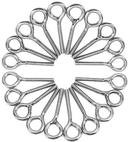 20pcs Anneau en acier inoxydable longue vis tige filetée,M4 Boulons à oeil, M4 Eye Bolts Anneau de Levage Anneaux Filetage Vis pour Le Levage de Tente Fixe et Les Fils de câbles de Fixation (20)