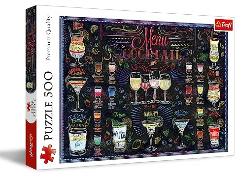 Trefl - Getränkekarte - Puzzle 500 Elemente - Puzzle für Cocktail-Liebhaber, Getränkearten, DIY, kreative Unterhaltung, Spaß, Klassische Puzzles für Erwachsene und Kinder ab 10 Jahren