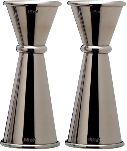 Piazza - Misurino Cocktail in Acciaio Inox, Dosatore Professionale per Attrezzatura Bar, Jigger Japan Style Barman | Capacità 15/30ml (Confezione da 2)