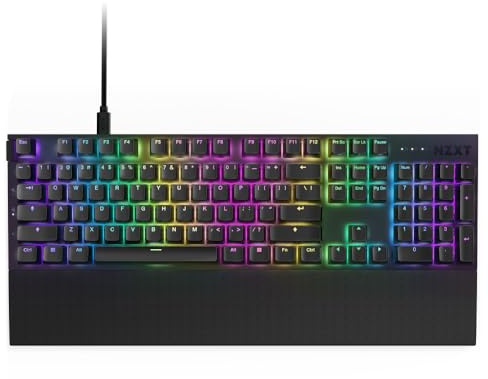 NZXT Function 2 - Clavier de Jeu Optique Pleine Taille - Taux d'interrogation de 8K - Commutateurs optiques linéaires - Actionnement Ajustable - Touches PBT à Deux Coups - RGB - Blanc US (QWERTY)