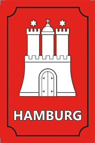 AGDeko® Blechschild 18x12 cm Hamburg Wappen Bundesland zum Aufhängen oder Stellen Raum Dekoration