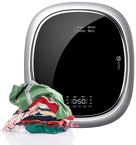 HLGKBY Wall-mounted Mini Drum Washing Machines, Full-Automatic Washing Machine and Spin Dryer, 3kg Capacity Front Load Washing Machine for Travel Apartments Dorms Socks Underwear