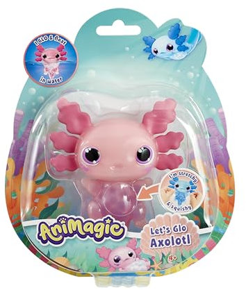 Animagic: Lets Glo Axolotl - Pink | Your Glowing, Floating, Squishy Best Friend | Drop In Water To Watch Them Glow! | Interactive Electronic Pet | For Kids Ages 4+