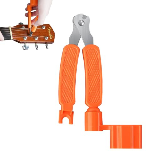 Linkidea 3 in 1 Gitarre Werkzeug Saitenkurbel Pin Abzieher Saitenschneider für Gitarre Restringing Reparatur (Orange)