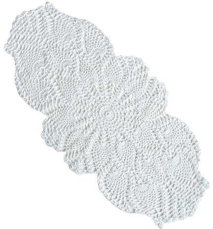 Phantomon Oval Lace Doilies Crochet Table Placemats Handmade Round Knitted Doily for Sofa Furniture Cover Vintage Tablecloth, 23 x 12 Inch, 100% Cotton