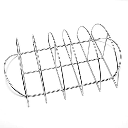 Rastrelliera a costine, griglia per barbecue, in acciaio inox, supporto antiaderente per arrostire le costole con griglia a carbone affumicatore, griglia per barbecue, barbecue, picnic, attività
