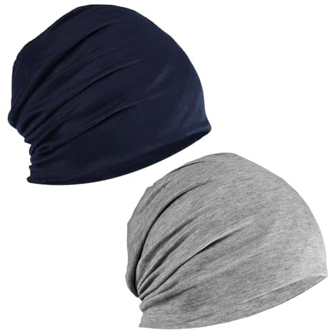 Lahviuu Gorro Slouchy 2 Pcs Gorro de Punto Gorras Hombre y Mujer Slouch Beanie Casco para Trabajo, Deporte, Dormir, Moto, Bicicleta