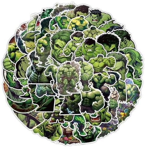 50PCS Hulk Stickers for Laptop Water Bottle Luggage Snowboard Bicycle Skateboard Decal for Kids Teens Adult Stickers