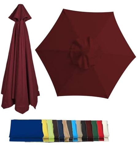 Terrassenschirm Ersatzdach,Marktschirm Ersatzabdeckung 2.7M/3.0M,Outdoor Regenschirm Sonnenschutz Baldachin,6 Rippen,UV-Schutz Ampelschirm Bezug, Wasserdicht Schirmbezug(Color:Burgundy,Size:2.7 M/8.9f