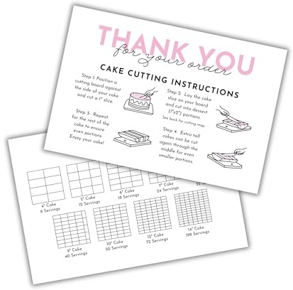 Cake Cutting Instructions, 30 Pack 4 x 6 Square 2 x 1 Dessert Bakers Template Grid Chart Table Board with Measurements