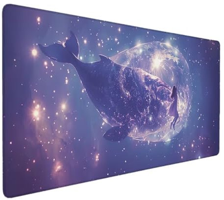 Tapis de Souris XXL 800x300 sous Main Bureau, Multifonction Mouse Pad pour Gamer, Tapis de Souris Ergonomique, Grand Tapis de Souris pour Les Jeux, la Maison et Le Bureau, Cadeau Violet (Baleine) S-S