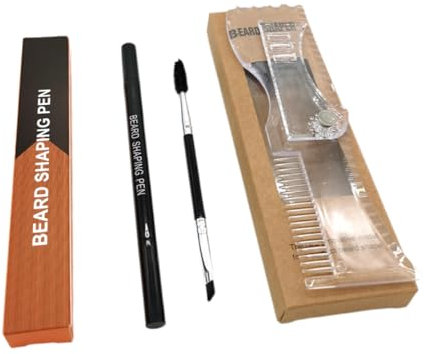 FRCOLOR 1satz Bartpflege Formungswerkzeug Bartvorlage Füllstift Und Pinsel Für Präzises Bartstyling Und Konturierung Inklusive Rotierbarem Rasierleitfaden Zinken-spitze Für