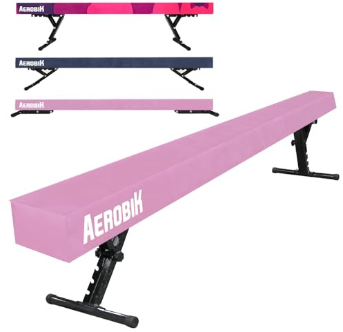 Aerobik Gymnastikbalken Pink für Kinder | 5-Fach höhenverstellbar 16,5-56,5 cm | Einfache Montage und maximale Sicherheit | rutschfest