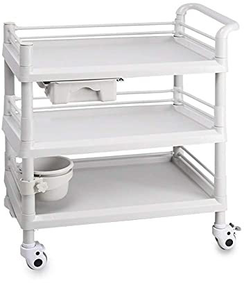Beauty Cart mit Griff und Ablageschale, mobiler Rollwagen mit Universal-Radbremse, stilvolles und funktionales Design, 54 x 37 x 98 cm