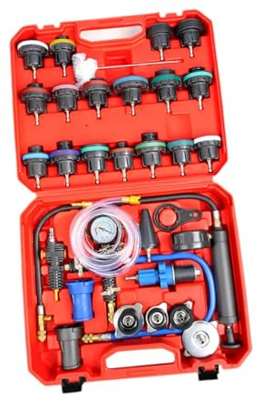 AsrMyjcx Comprobador de presión del radiador, kit genérico práctico de recarga de vacío, de fugas del radiador para motocicletas, camiones y, 41.5 X 36 X 12 Cm,
