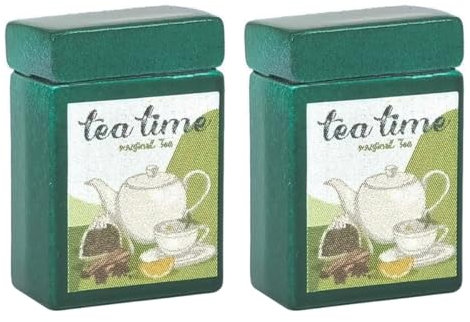 FONGKNOX - Juego de 2 Cajas de té en Miniatura a Escala 1:12, Frasco de Metal Sellado, Miniatura, Caja de té Verde para casa de mu?ecas, Accesorios de decoración de Cocina