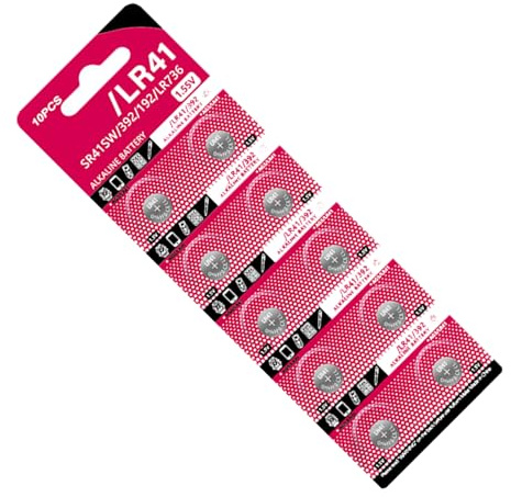 Qsvbeeqj Lot de 10 piles bouton AG3 LR41 1,5 V alcalines longue durée pour jouets et télécommandes calculatrices