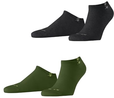 Burlington herr Ankelstrumpor Everyday Sneaker Multipack M Sn bomull kort enfärgat 2 par, Grön Forest 7657, 40-46