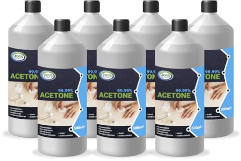 JOVS 99.99% Pure Acetone – High-Strength Nail Polish Remover for Gel Nails, Acrylics, & Nail Glue | Multi-Purpose Solvent for Salon & Home Use | Removes Paint, Varnish, and Adhesives (7x 500 ml)