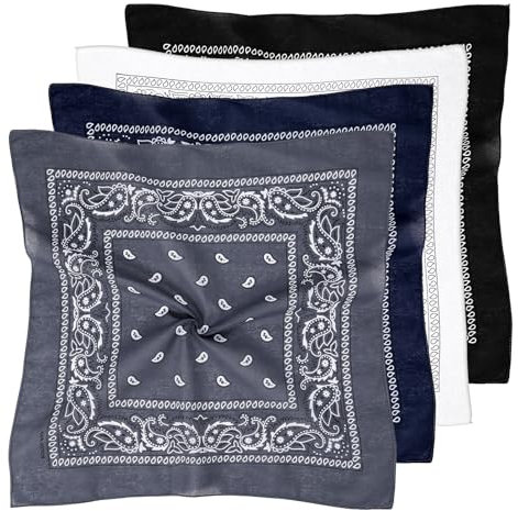 CIATBYYJ 4 Stück Bandana Kopftuch Damen und Herren,Multifunktional Bandana Kopftuch,Kopftuchs Damen Sommer,100% Baumwolle Nickituch für Kopf-, Hals-, Hand-, Taschen- oder Taillenanhänger