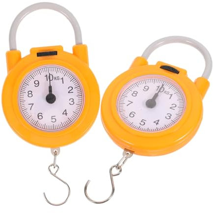 HORIALENCE 1 Paar Tragbare Fischereiskala mechanische Hängewaage Waagen mit Waagen für Gepäck Handheld -Feder - Lebensmittel Feder Waage hängende Fischwaage Mehrzweckwaage Metall Gelb