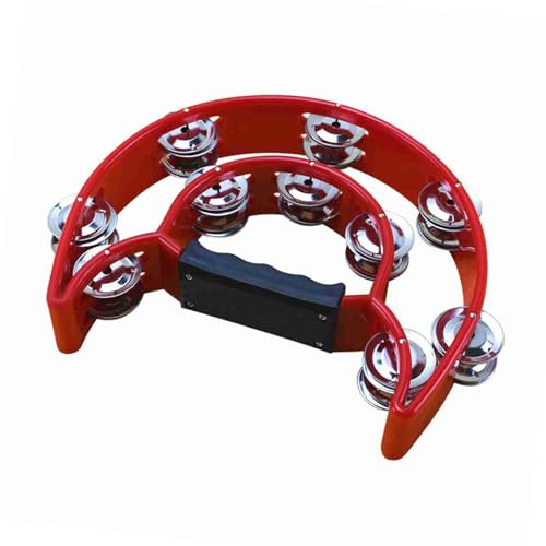 Doppelreihe Tambourin, Handheld -Tamburin, Leichtes Ergonomischer Griff mit Knackigem Sound für KTV -Party, Geschenkboxed (Rot)